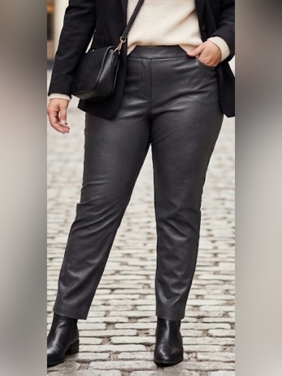 dennis basso Pants - dennis basso Black Faux Leather Skinny Pants Size L